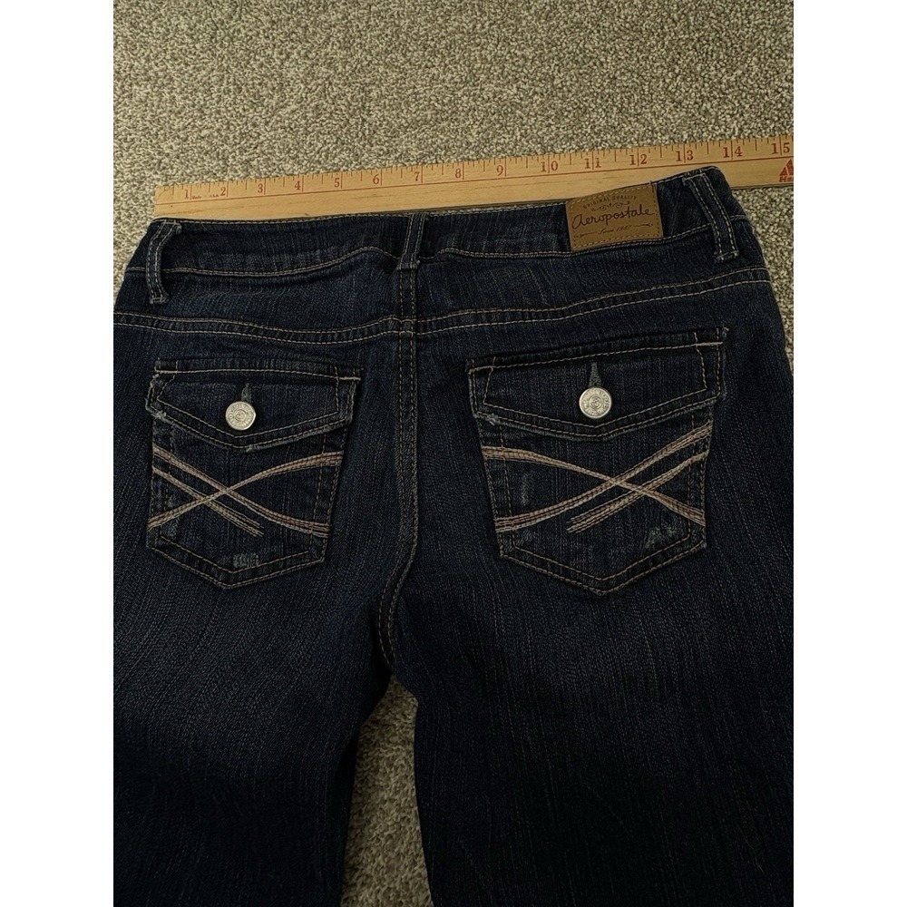 Aeropostale Bayla Skinny Capri Womens‎ 1/2 Dark Wash Distressed Stretch Denim - Picture 7 of 10